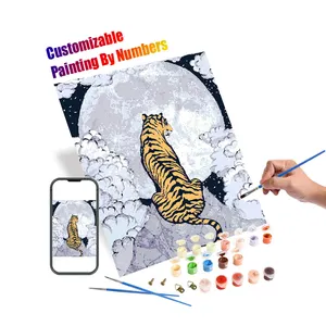 Wholesales Paint By Number Animal For Beginner Sitting Tiger Painting By Numbers DIY Craft Gifts Wall Decor