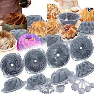 26 buah Set peralatan kue silikon kecil, alat memanggang perlengkapan dapur sendok ukur Muffin cetakan kue persegi panjang - Product Image 1