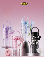 Botol Minum Plastik Reusable dengan Sedotan, Aman untuk Mesin Cuci Piring, Mug Perjalanan untuk Anak Perempuan