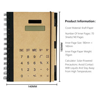 Bloc-notes personnalisé A6 à spirale, calculatrice électronique multifonction, stylo, couverture en papier, impression, bloc-notes, notes adhésives