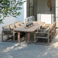 Tables et chaises en teck pour jardin, cour, villa, patio, meubles en bois imperméables, complexes hôteliers, restaurants, loisirs, table longue