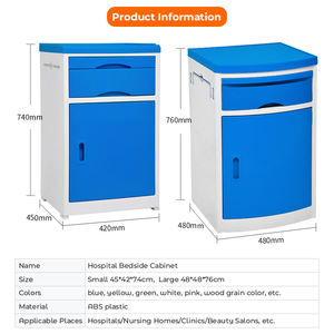 خزانات بلاستيكية زرقاء ABS للعيادة الطبية سرير مستشفى بجانب طاولة أثاث مع أقفال - Product Image 5