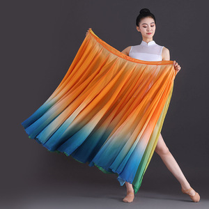 Gonna da ballo all'ingrosso a doppio strato 720 gradi, colore sfumato, vita alta, lunga e fluida <span class=keywords><strong>per</strong></span> danza latina e folk - Product Image 2