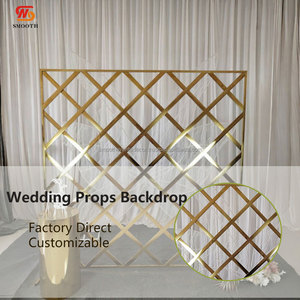 ฉากหลังงานแต่งงานแบบเรียบหรูทันสมัยลายตารางเพชร ชั้นวางของตกแต่งเวทีงานแต่งงาน - Product Image 2