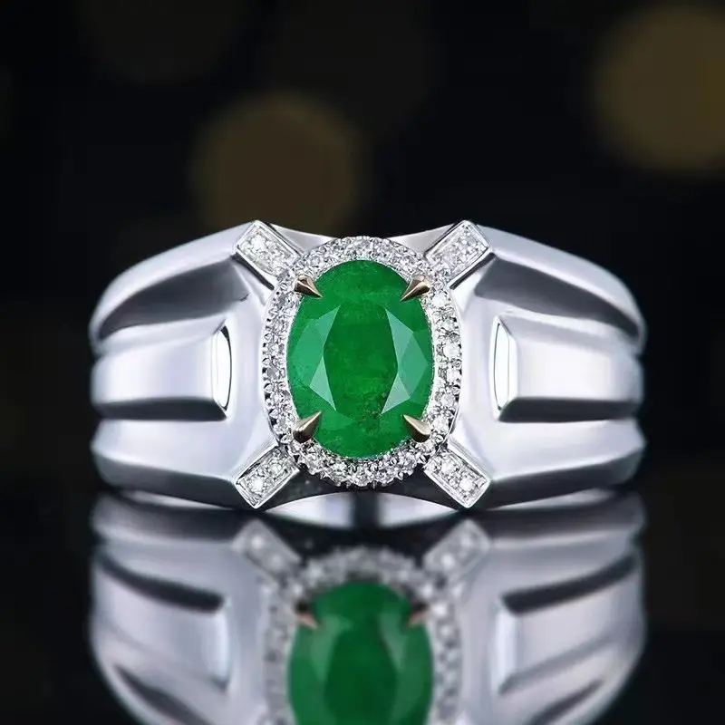 SGARIT Custom Fine Jewelry 18k Gold 0.98ct Natural Vivid Green Emerald Ring gioielli con pietre preziose naturali con GRC