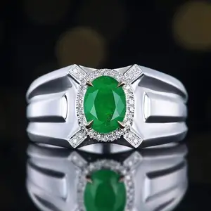 SGARIT 맞춤형 고급 보석 18k 골드 0.98ct 천연 생생한 녹색 에메랄드 반지 천연 보석 GRC 보석