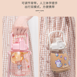 <b>Large</b>-capacity insulated water bottle, suitable for summer, portable, plastic, for students, with a sports straw. - Product Image 4