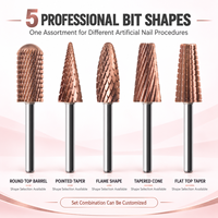 Fraise à ongles professionnelle en carbure de tungstène or rose certifiée ISO/CE, fraises rotatives en carbure à coupe croisée pour le limage des ongles