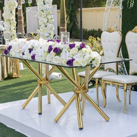 Ventes chaudes, tables en verre avec base en acier inoxydable de qualité supérieure pour les mariages et les fêtes