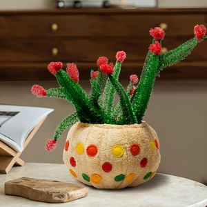 Pots de fleurs Art Déco modernes et créatifs, plantes artificielles et décorations en loofah, ornements de bureau mobiles, paniers à fleurs – Vente en gros - Product Image 6