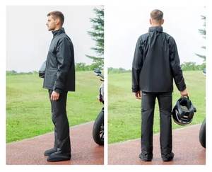 Ensemble veste et <span class=keywords><strong>pantalon</strong></span> de <span class=keywords><strong>pluie</strong></span> unisexe pour le cyclisme et la <span class=keywords><strong>moto</strong></span>, écologique avec bandes réfléchissantes - Product Image 4