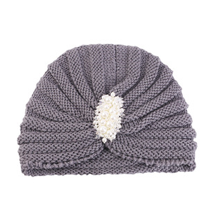 Nuovo arrivo cappello caldo in tinta unita con gioielli di perline cappello invernale per le donne di alta qualità in acrilico elastico berretto cappello - Product Image 6