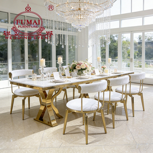 Table et chaises de salle à manger luxueuses au design moderne avec base en acier inoxydable - Product Image 1