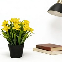 Plante artificielle de narcisse Vcare en pot noir mat, fleur artificielle réaliste pour la décoration de mariage et de la maison, vente en gros
