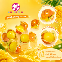 Groothandel Halal Op Maat Gemaakte 3D Knisperende Mango Gummies Balvormige Fruitjam Gevulde Zachte Jelly Gummy Snoepjes voor Kinderfeestjes
