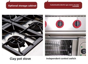 <span class=keywords><strong>Four</strong></span> à gâteaux vertical EJIN à six foyers gaz/électrique, type armoire, cuisinière commerciale à quatre brûleurs, <span class=keywords><strong>four</strong></span> combiné sur pied en acier inoxydable, double - Product Image 4