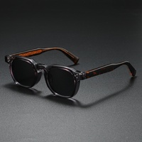 Nouvelles Lunettes de Soleil Polarisées 2025 à Monture Carrée Intégrale en Acétate, Style Épinglée Tendance, Design Beige Épinglé, Unisexe, Style Européen