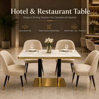 Luxuriöser Moderner Kommerzieller Restaurant-Esstisch Gesinterte Steinplatte Goldene Metallbeine für Hotel Café Hochzeitslocation OEM Maßanfertigung