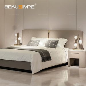 Cama King Size para Dormitorio, Doble, Personalizada, Moderna, de Cuero Italiano, el Mejor Juego de Dormitorios, Vogue, Pantalla Ancha, Estructura de Cama de Lujo de Alta Gama - Product Image 3