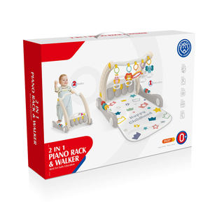 Tapis d'éveil et trotteur multifonctionnel 2-en-1 pour tout-petits avec piano à pédales et jouet à pousser et à tirer, trotteur musical d'activités pour bébé - Product Image 6