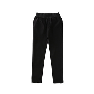 Pantalones Largos para Niños, Color Negro Sólido, Casuales, de Algodón, Ajustados, para Niñas - Product Image 1