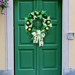 Decoraciones de Corona para el Día de San Patricio Damai, Decoración Artificial de Trébol con Lazos para Puerta Principal, Pared del Hogar, Artículos para Fiestas - Product Image 2