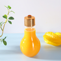Tasse d'ampoule avec couvercles en paille pour les fêtes Bouteilles en forme d'ampoule en plastique Fond LED rougeoyant Ampoules remplissables Jus d'eau