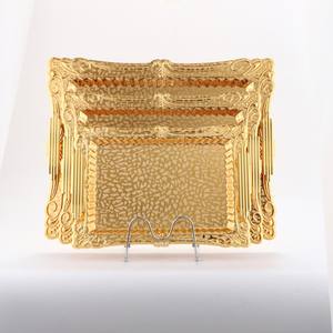 Eco-Friendly Luxury European Style Gold Rectangular Carved Metal <b>Tray</b> Turkish Inspired Tea & Coffee Serving <b>Tray</b> - Product Image 6