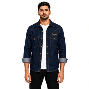 Camisas de mezclilla personalizadas para hombre al por mayor, camisas de jean premium de manga larga, ajuste slim, informales, de algodón, para trabajo, moda, marca privada - Product Image 1
