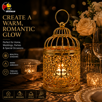 Porte-bougie en métal Beeman Gold, lanterne à bougie vintage, support décoratif pour mariage, centre de table, OEM ODM