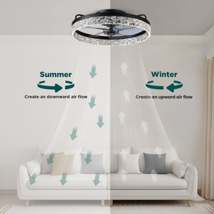 2024 thiết kế mới 3 màu mờ 6 tốc độ gió thời gian sang trọng màu đen trắng LED quạt trần với đèn chùm đèn trần - Product Image 6