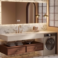 Nouveau modèle de meuble-lavabo de salle de bain en vente directe avec miroir intelligent, armoire de salle de bain étanche, coiffeuse, machine à laver et évier