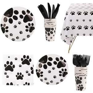 Ensemble de vaisselle en papier pour fête d'anniversaire sur le thème des animaux, de qualité alimentaire HLC, pour filles et garçons, décoration d'anniversaire rose - Product Image 5