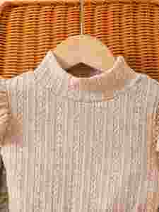 Conjunto de <span class=keywords><strong>2</strong></span> Piezas de Moda Casual para Niñas, Ropa Infantil con Mangas Largas, Cuello de Encaje, Falda Plisada a Cuadros, Boina y Cinturón - Product Image 4