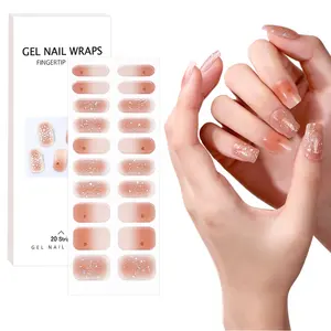 Wholesale Price Hot Sales Adhesive Gel Nail Sticker UV 20 Custom Package Semi Cured Gel Nail Stickers