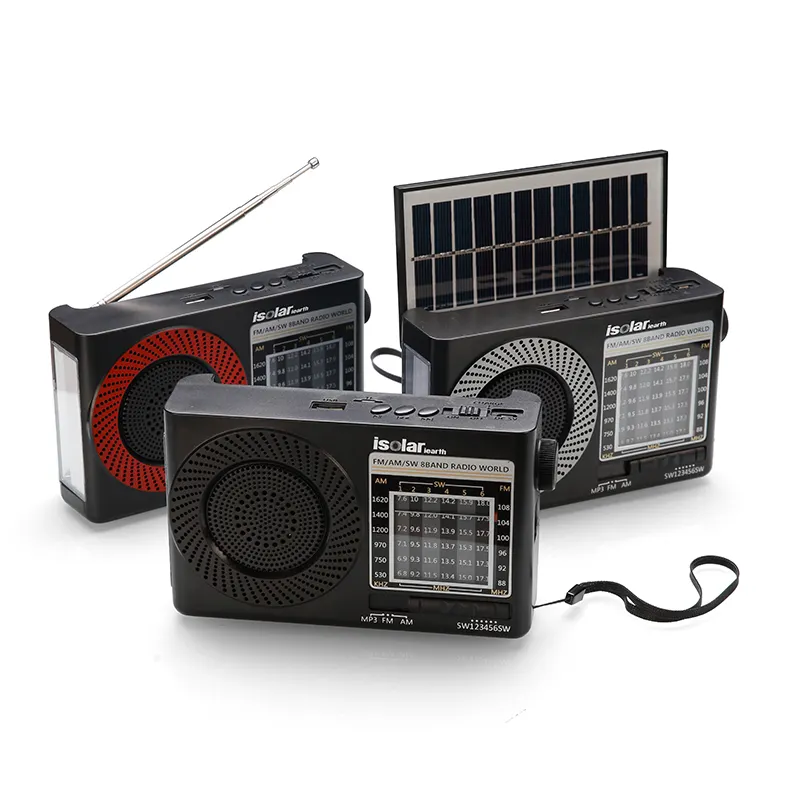 Retro Thuis Multi-Band Vintage Usb Wireless Solar Draagbare Radio Met Usb/Tf/Bt Fm Am Sw 3 Band Ontvanger