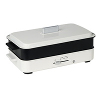 Casserole Électrique Détachable 2-en-1 avec Gril 5L 1500W, Appareil de Cuisson Intérieur Multifonctionnel pour BBQ, Shabu Shabu, Cuisson à la Vapeur et Ébullition Domestique