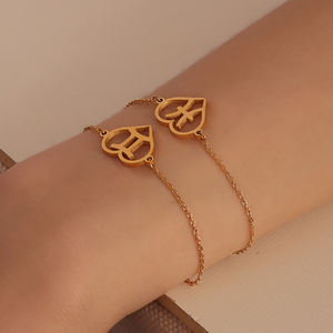 Pulsera Unisex de Moda <span class=keywords><strong>con</strong></span> Diseño de Corazón de <span class=keywords><strong>Amor</strong></span> de Mingxi, Personalizada, de Acero Inoxidable, Chapada en Oro, para Parejas - Product Image 6