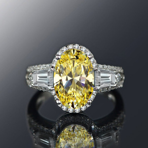 Bague F1607 en Moissanite, taille ovale, sertie pavé, pour femme, bague de fiançailles avec pierre précieuse - Product Image 2