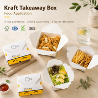 Caja de Comida Kraft Resistente a la Grasa con Logotipo Personalizado para Comida para Llevar de Restaurantes