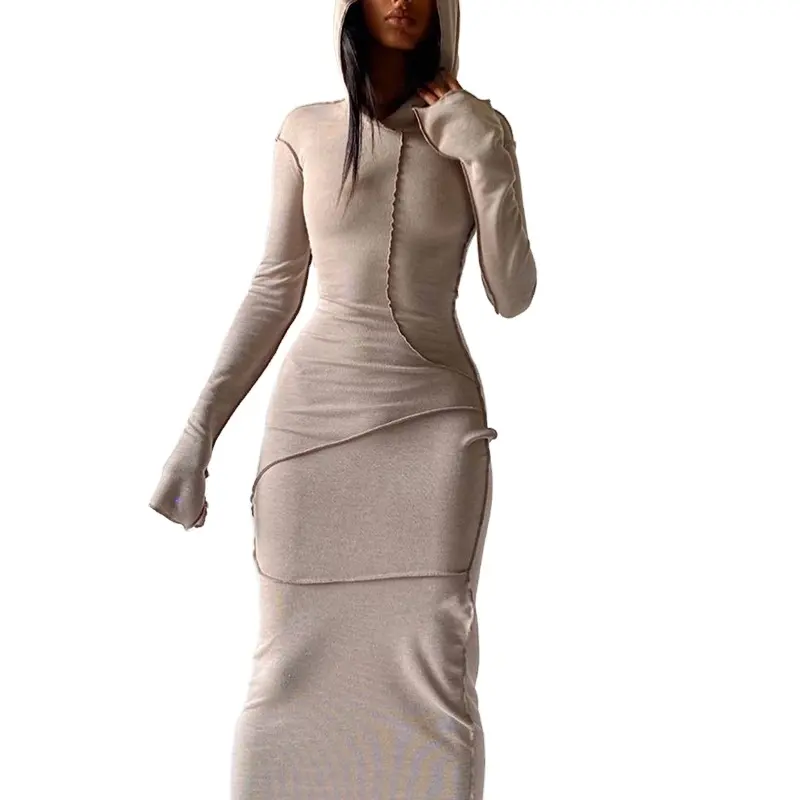긴 소매 까마귀 여성 꽉 캐주얼 가을 여성 섹시한 드레스 플러스 크기 2023 새로운 스타일