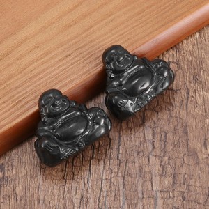 Figura de Buda Maitreya Sonriente Tallada a Mano en Shungita Natural, Amuleto Oriental de la Fortuna, Decoración para el Hogar y Escritorio - Product Image 2