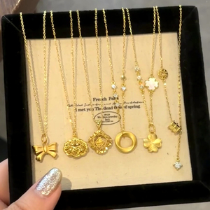 Conjunto de collar de joyería de moda para mujer, venta al por mayor, collar de cadena de moda, cadena de placa de oro, joyería para mujer, chapa de oro de 18K - Product Image 1