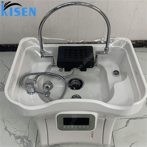 KISEN Modern portable head spa unit featuring dual water tanks and casters, with heating and waterfall-style water <b>flow</b> function - Product Image 6