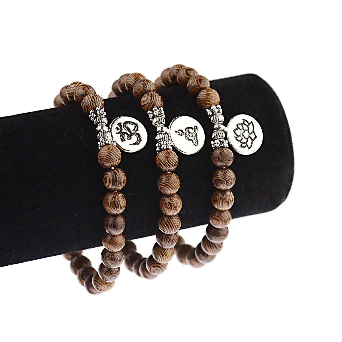 Vendita calda braccialetto di legno legno di sandalo naturale buddista Buddha ciondoli in legno braccialetto di perline preghiera bracciali viburno gioielli rosario 10