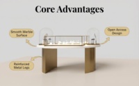 Vitrine de comptoir pour bijouterie de luxe sur mesure avec éclairage LED, étagères en verre trempé, rangement pour magasin de détail
