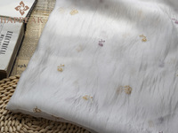 Tissu en tulle brodé botanique en maille transparente froissée HAPPEAK pour robe d'été