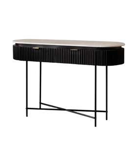 Muebles italianos, <span class=keywords><strong>mesa</strong></span> de pasillo de madera maciza de caña, <span class=keywords><strong>mesa</strong></span> de entrada moderna, <span class=keywords><strong>mesa</strong></span> de <span class=keywords><strong>consola</strong></span> de sala de estar de madera acanalada de lujo con 2 cajones - Product Image 1