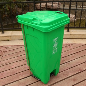 Poubelle extérieure à pédale de tri 120L, grande poubelle en plastique pour l'assainissement, usage commercial avec couvercle, poubelle de parc - Product Image 2