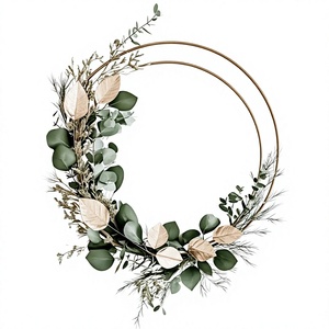 Guirnalda Decorativa Rústica de Hojas de Roble en Cobre, Hecha a Mano, con Aro de Hierro, Pátina Verdigris, para Decoración Navideña de Puerta Principal - Product Image 1